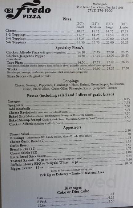 Chopper Davo's Pizza Menu