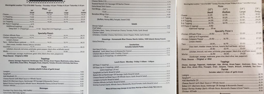 Chopper Davo's Pizza Menu